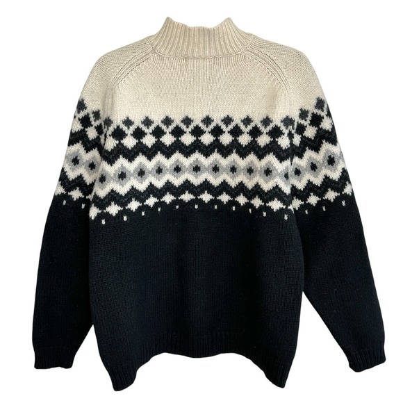 Vintage Eddie Bauer Fair Isle Wool Sweater Large Ski Nordic Chunky Knit Heritage - Picture 2 of 11